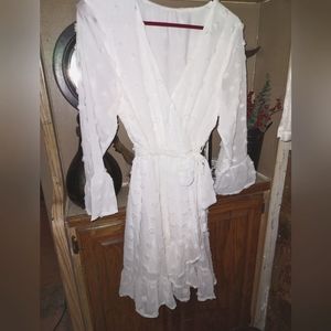 Women's Summer Long-Sleeved Dress with Waistband V-Neck Sexy Elegant Dress